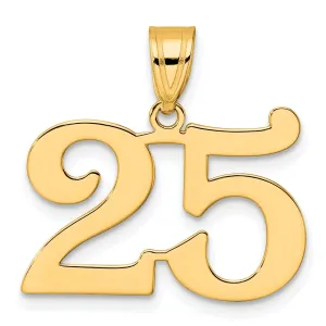14k Yellow Gold Polished Finish Number 25 Charm Pendant