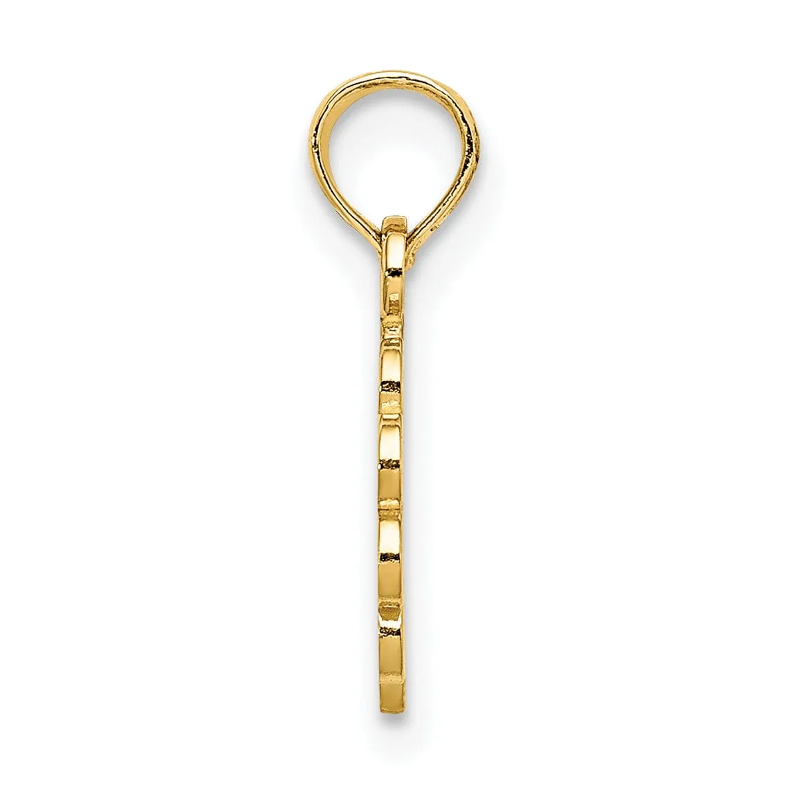 14K Yellow Gold Praying Hands holding Cross In Round Disc Pendant