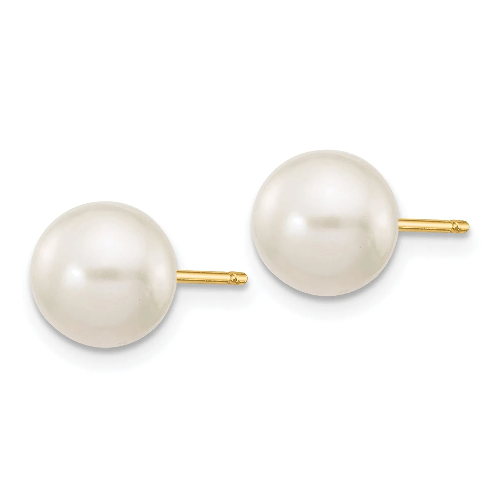 14k Yellow Gold Round Cultured Pearl Earrings