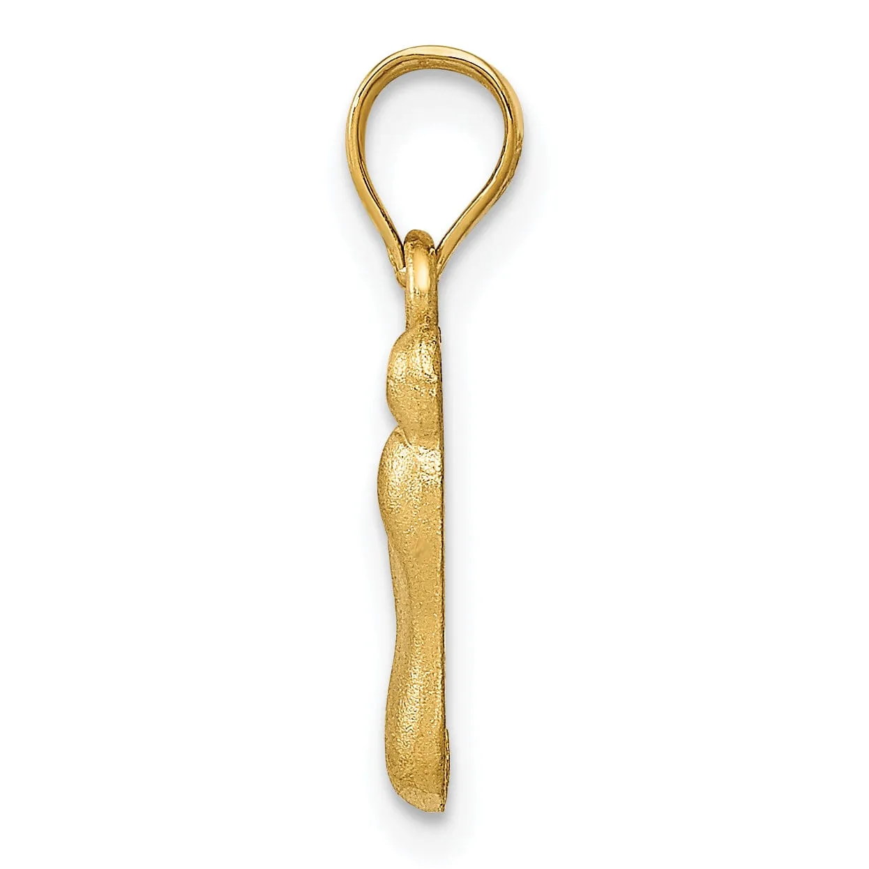 14k Yellow Gold Satin Polished Foot Pendant.