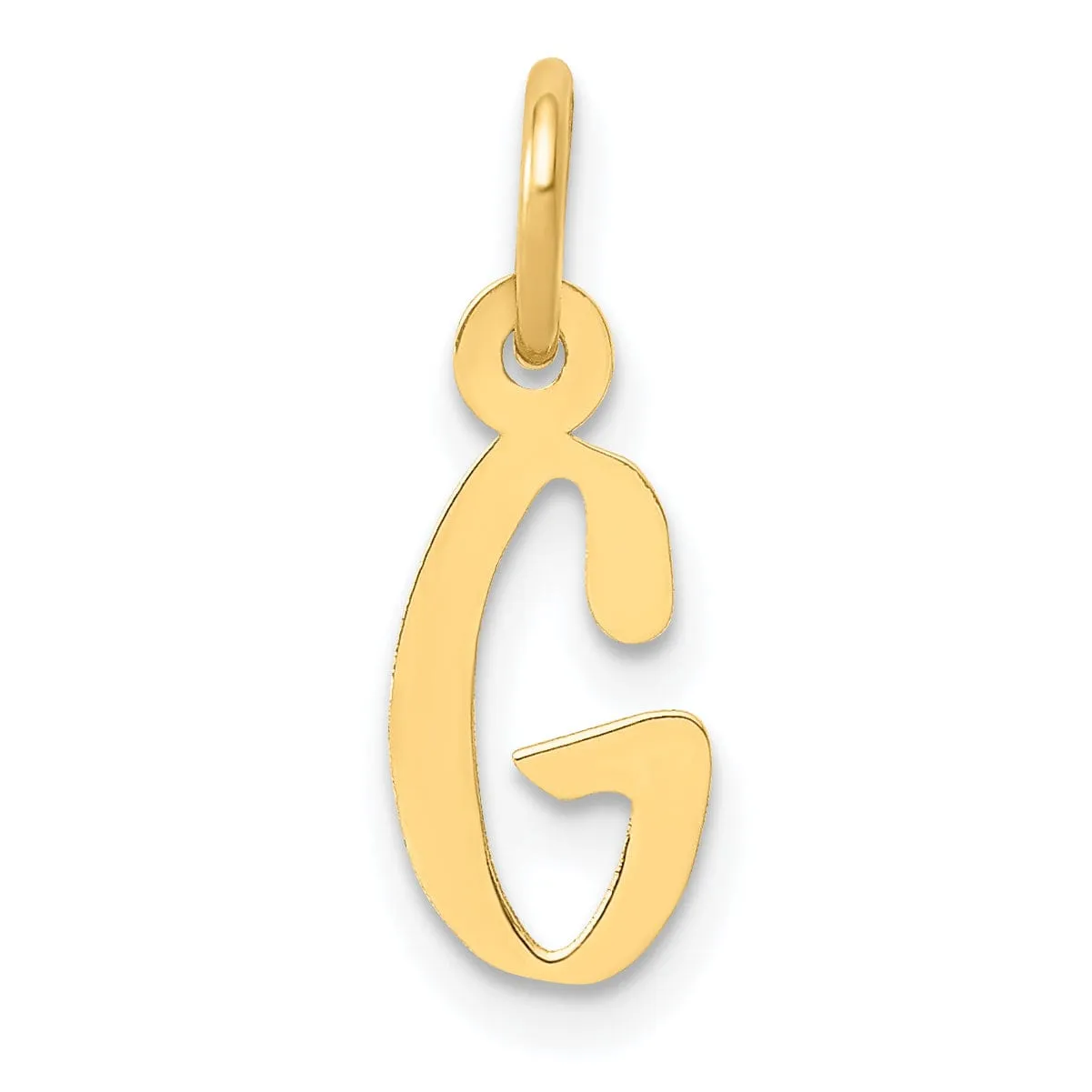 14k Yellow Gold Small Slanted Block Letter G Initial Pendant