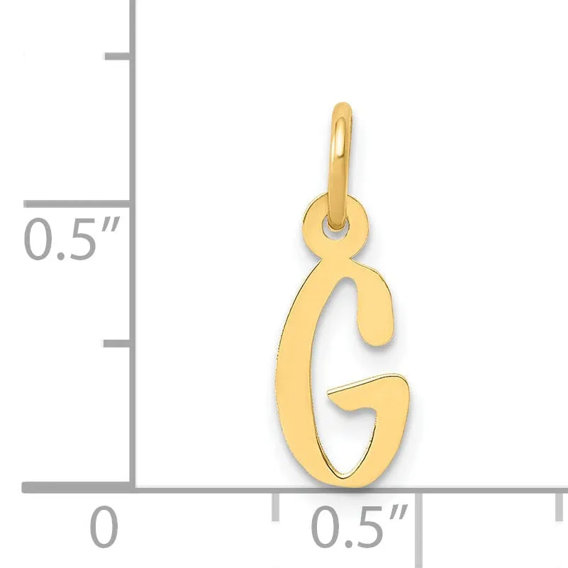 14k Yellow Gold Small Slanted Block Letter G Initial Pendant