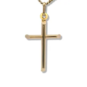 14K Yellow Gold Tube Cross Pendant