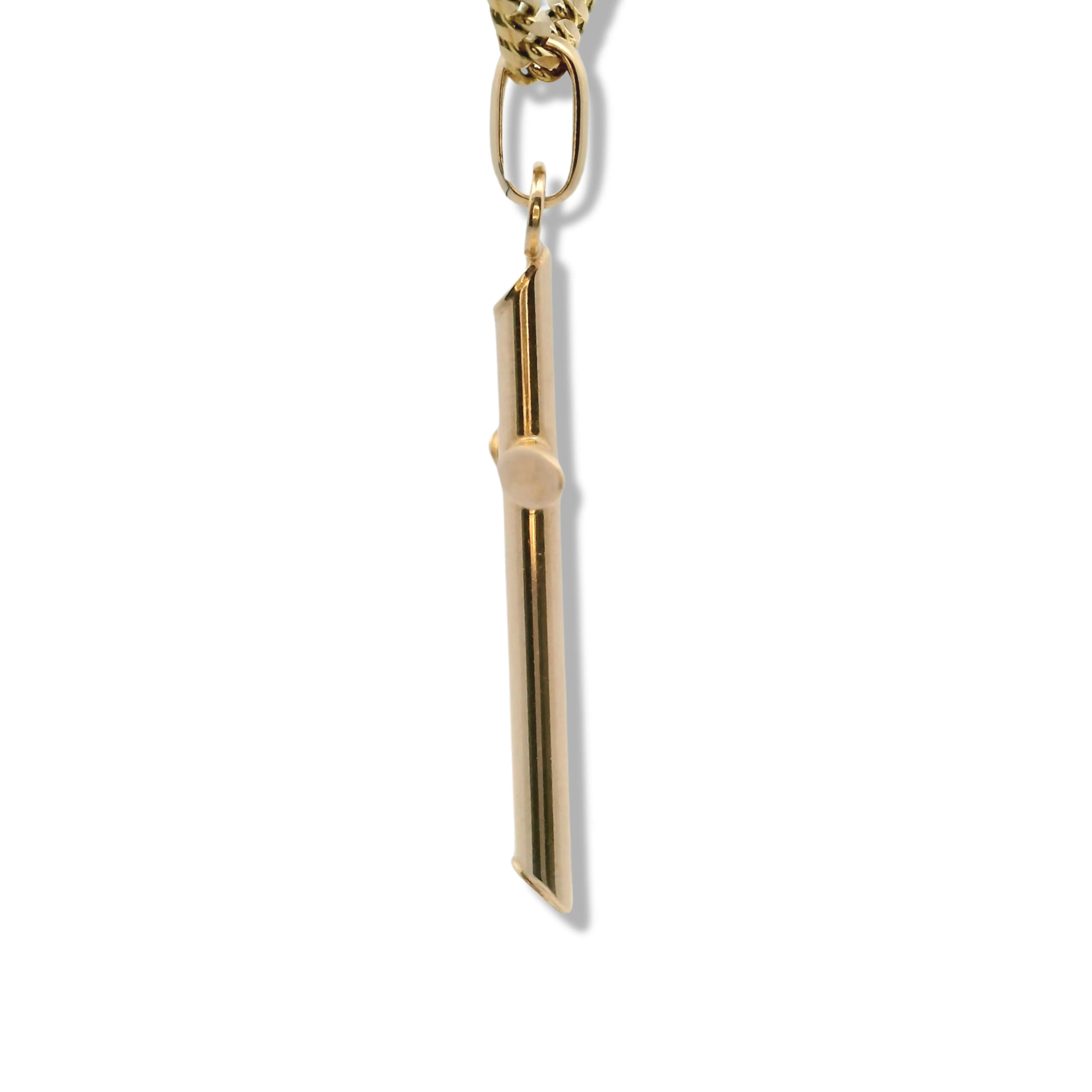 14K Yellow Gold Tube Cross Pendant