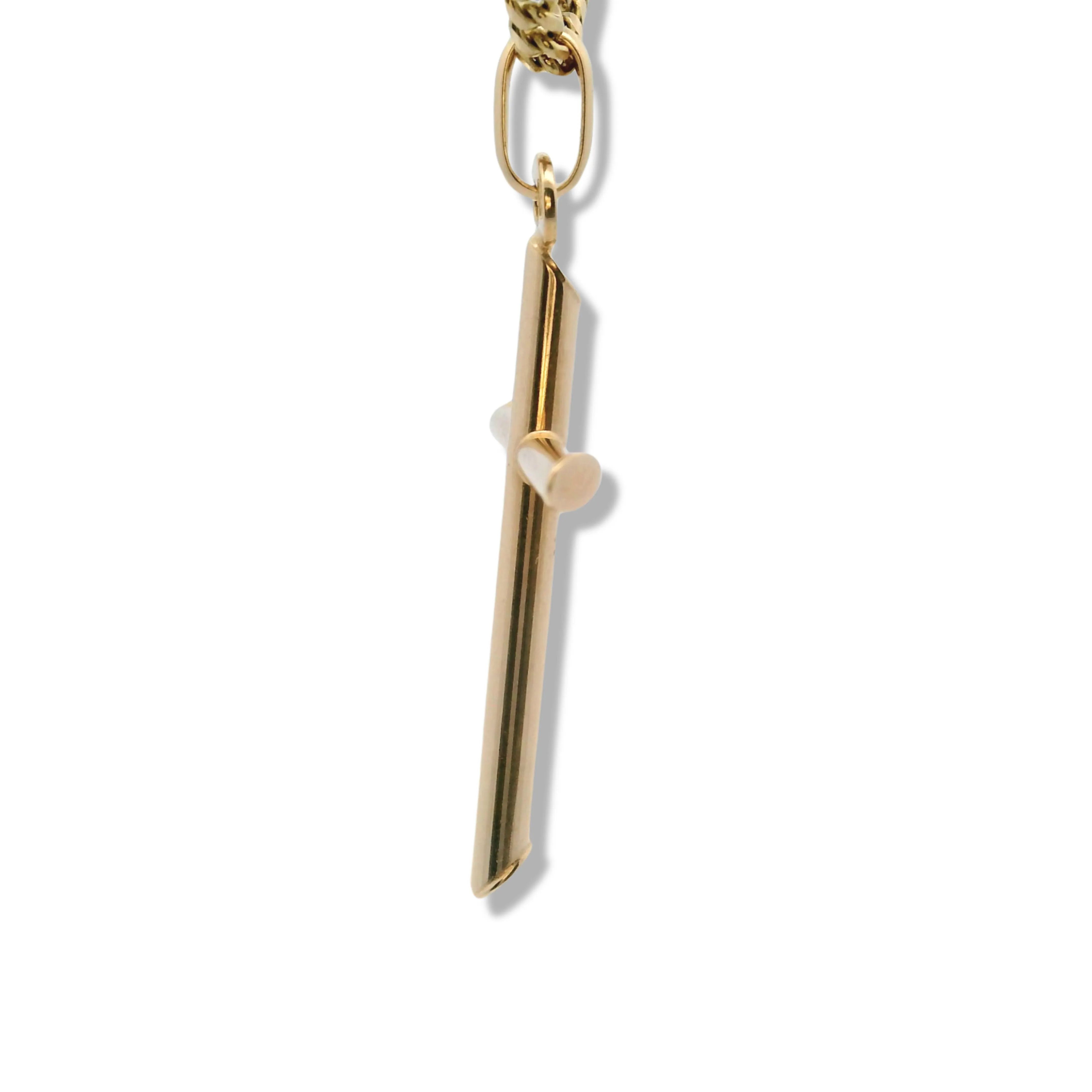 14K Yellow Gold Tube Cross Pendant