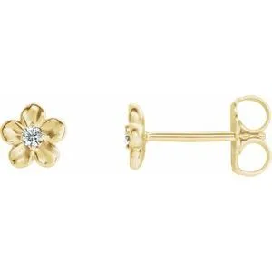 14K Yellow Youth Imitation April Birthstone Flower Earrings