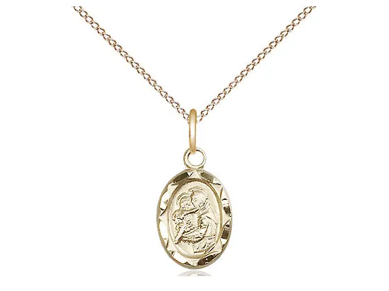 14kt Gold Filled St Anthony Pendant on a 18 inch Gold Filled Light Curb Chain.