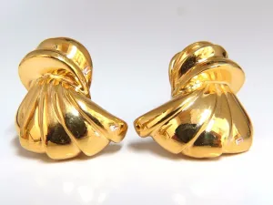 14kt shell form 3d clip on earrings 19 gram