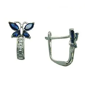 14kt White Gold Butterfly September Birthstone Leverback Earrings