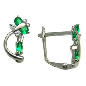 14kt White Gold Emerald Green Cubic Zirconia Dragonfly Earrings