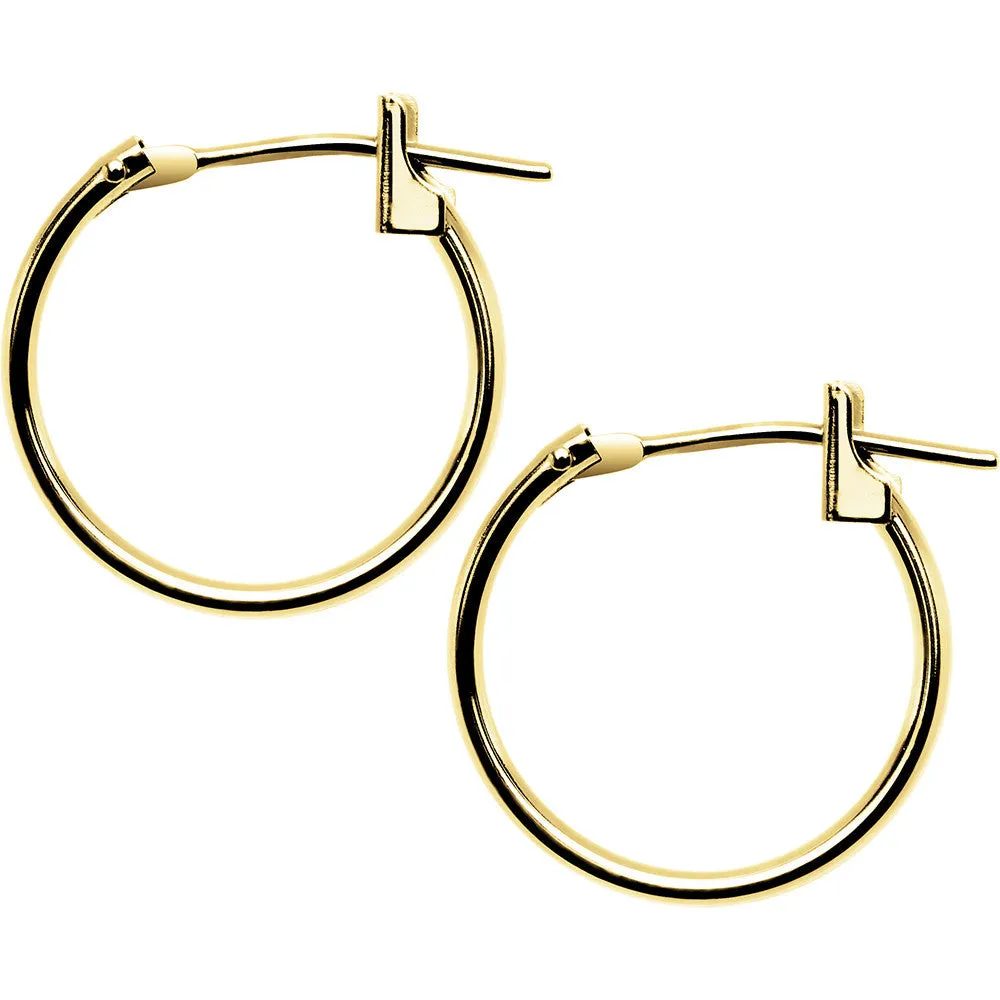 14KT Yellow Gold 1.5mm 9/16 Inch Hoop Earrings