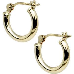 14KT Yellow Gold 2mm 1/2 Inch Hoop Earrings