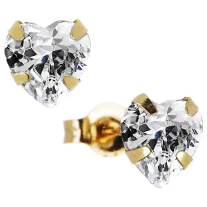 14kt Yellow Gold .47 Carat CZ Heart April Birthstone Earrings
