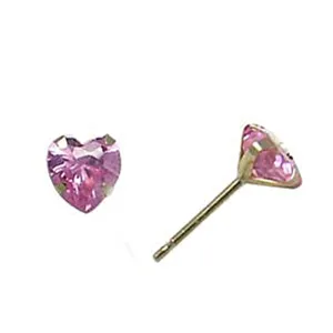 14kt Yellow Gold .47 Carat CZ Heart October Birthstone Earrings