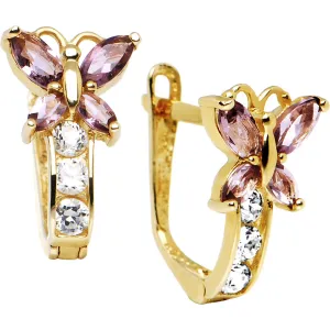 14kt Yellow Gold Butterfly June Birthstone Leverback Earrings