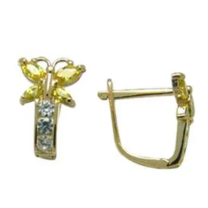 14kt Yellow Gold Butterfly November Birthstone Leverback Earrings