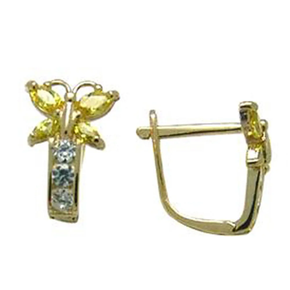 14kt Yellow Gold Butterfly November Birthstone Leverback Earrings