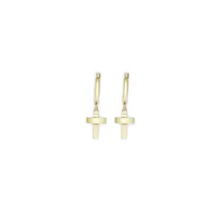 14kt Yellow Gold Cross Huggy Earrings