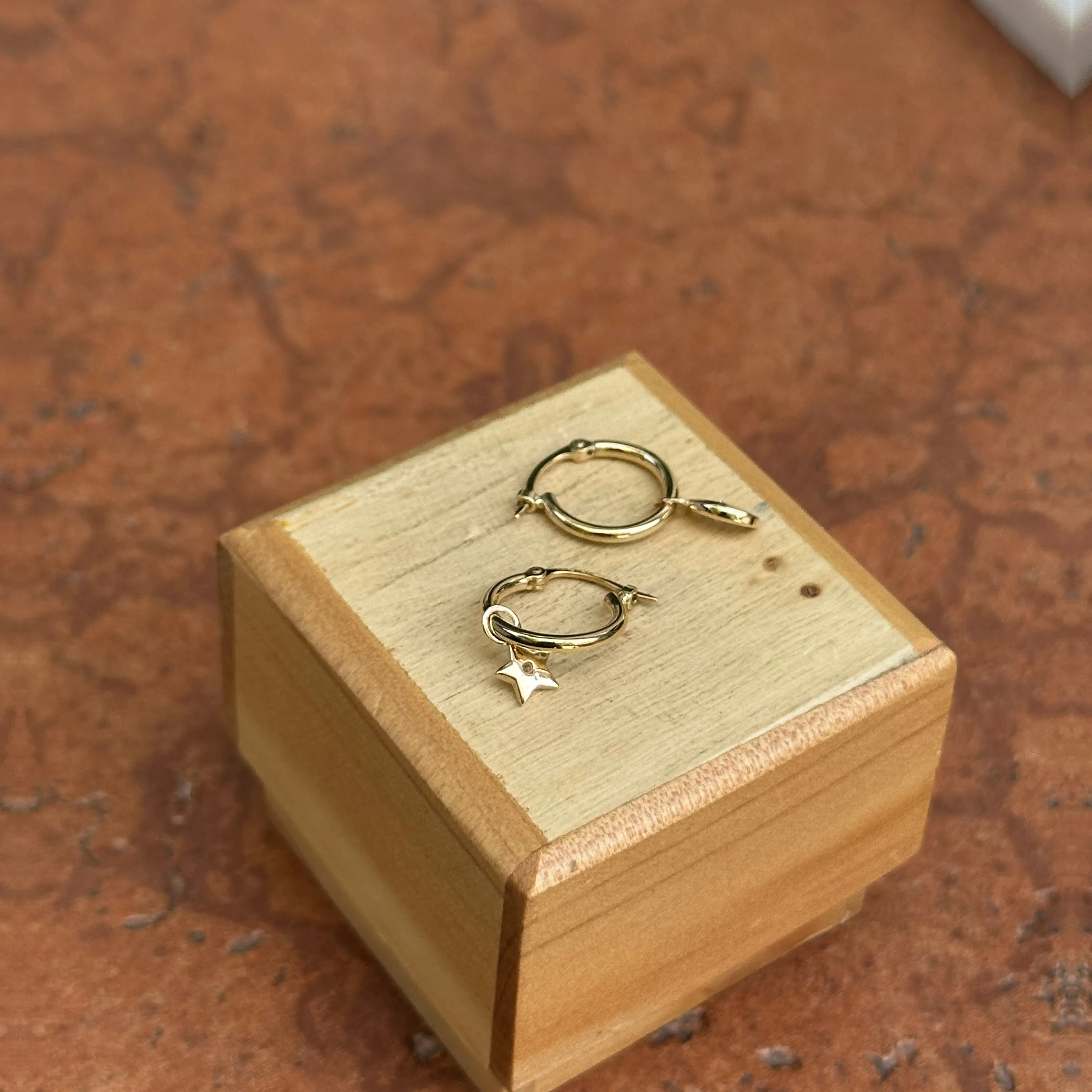 14KT Yellow Gold Diamond Moon   Star Hoop Earrings