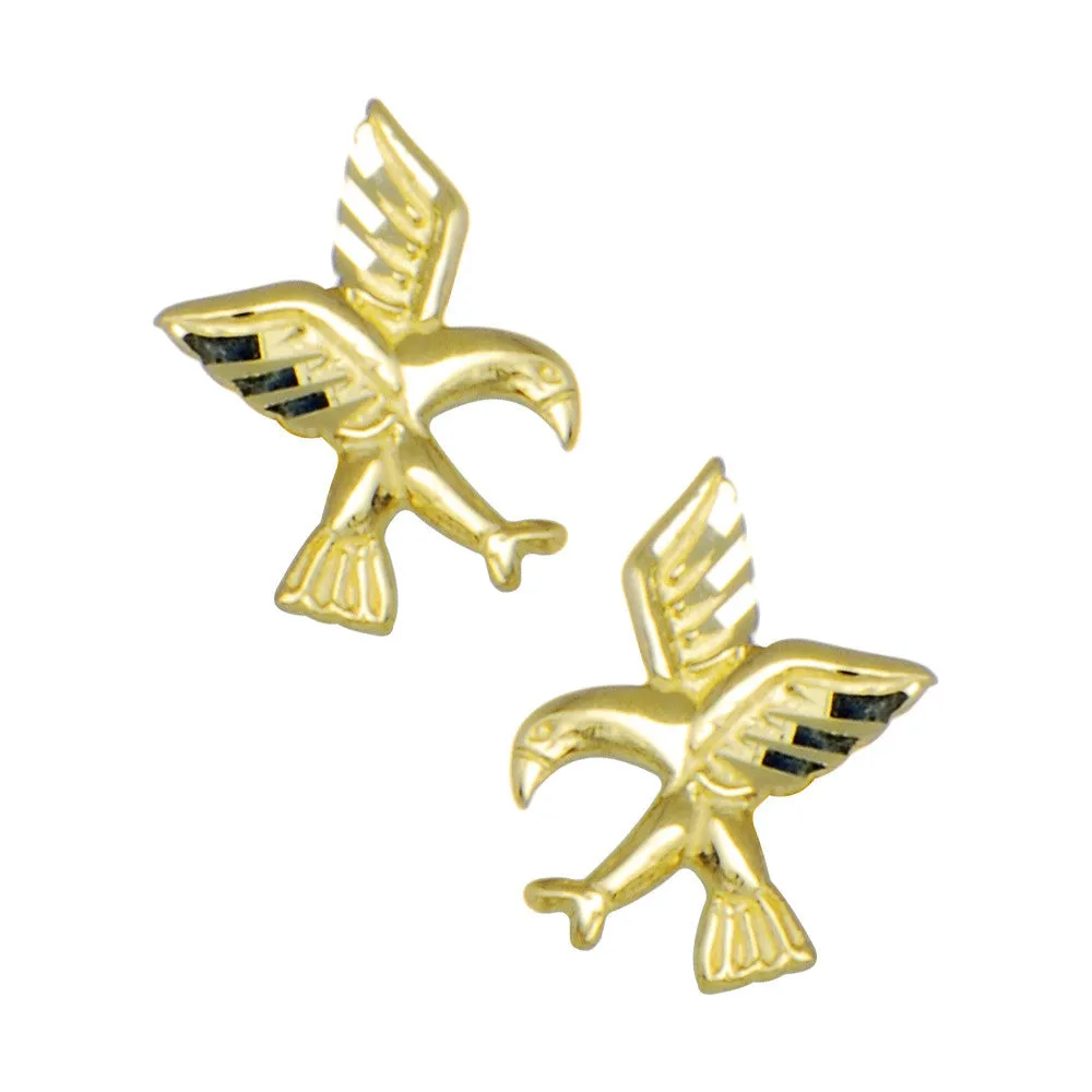 14kt Yellow Gold Flying Birds Stud Earrings