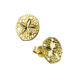 14kt Yellow Gold Sand Dollar Stud Earrings