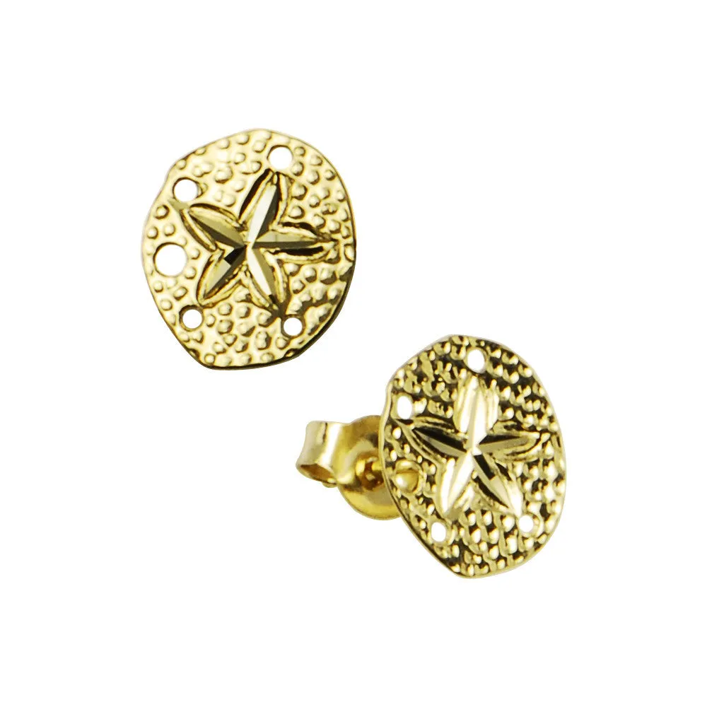 14kt Yellow Gold Sand Dollar Stud Earrings