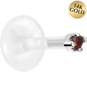 16 Gauge 1/4 14KT White Gold January 1.5mm CZ Bioplast Push in Cartilage Earring