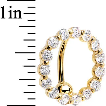 16 Gauge Solid 14kt Yellow Gold Reverse Zirconia Circle Belly Ring