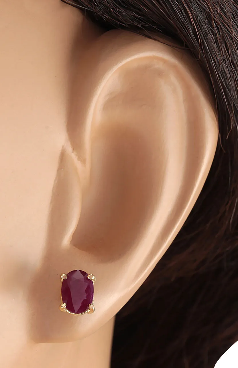 1.80 Carat Natural Ruby 14K Yellow Gold Earrings