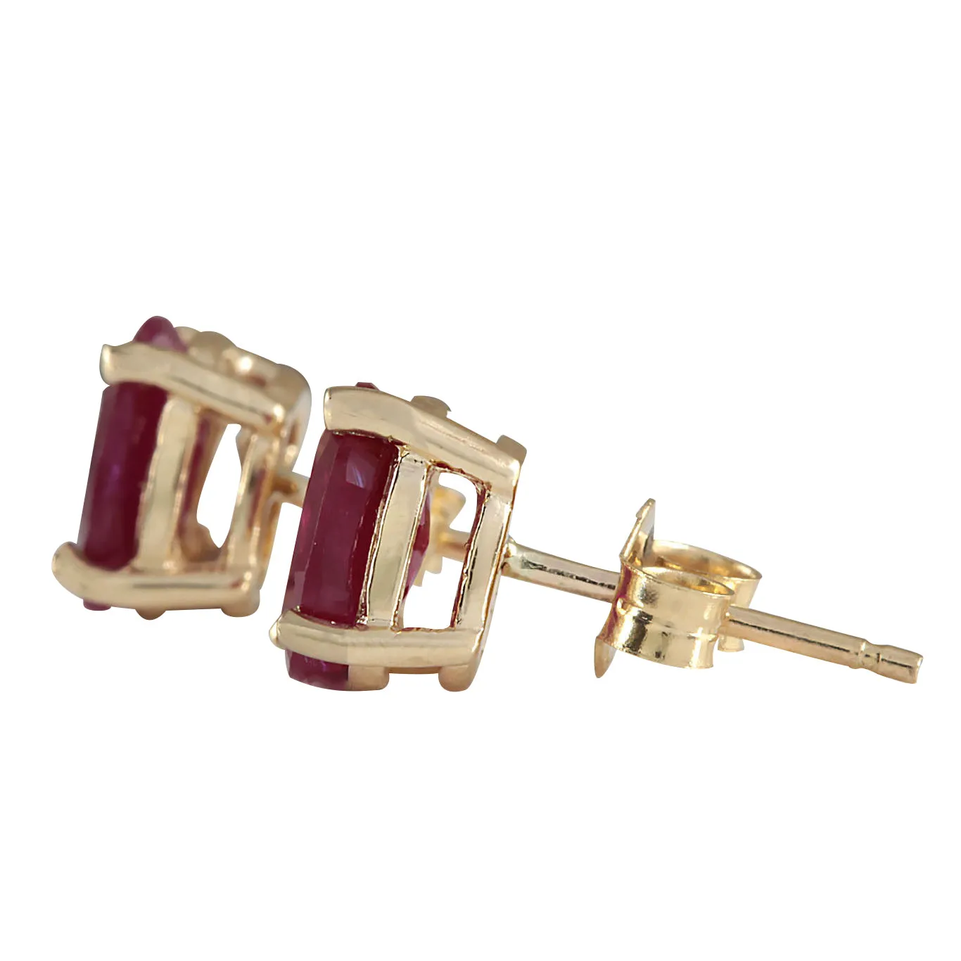 1.80 Carat Natural Ruby 14K Yellow Gold Earrings