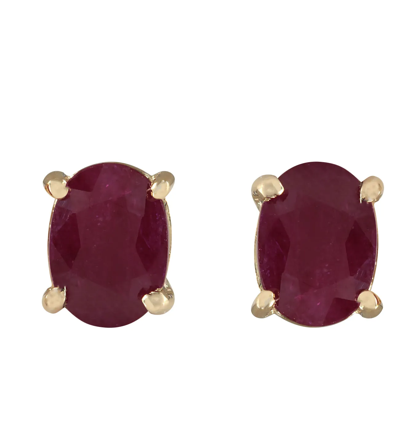 1.80 Carat Natural Ruby 14K Yellow Gold Earrings