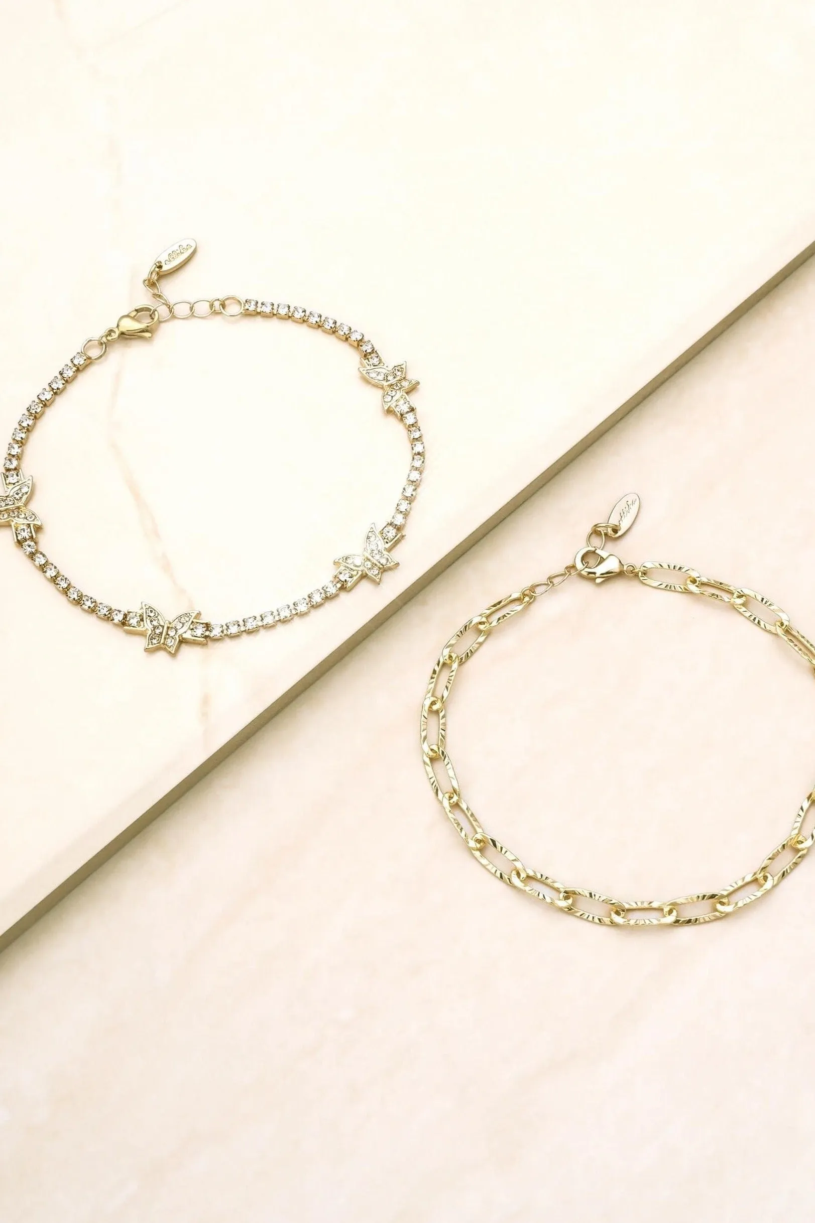 18k Butterfly Anklet Set