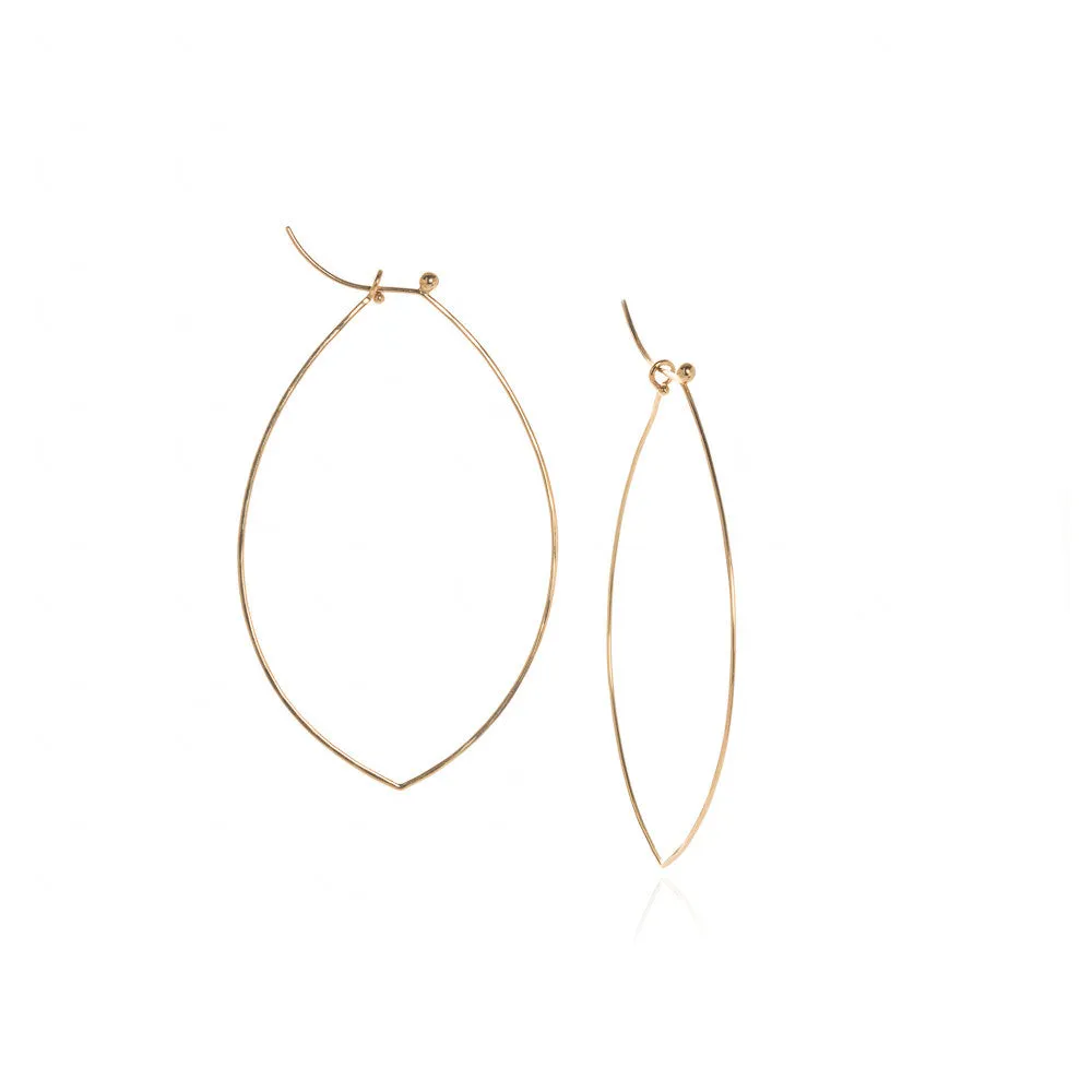18k flattened 'leaf' hoops