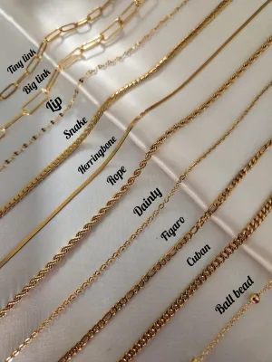 18K Gold Filled Chain Necklace, Waterproof & Tarnish-Free, Unisex Gold Chain, Hypoallergenic Minimalist Jewelry, Everyday Jewelry.