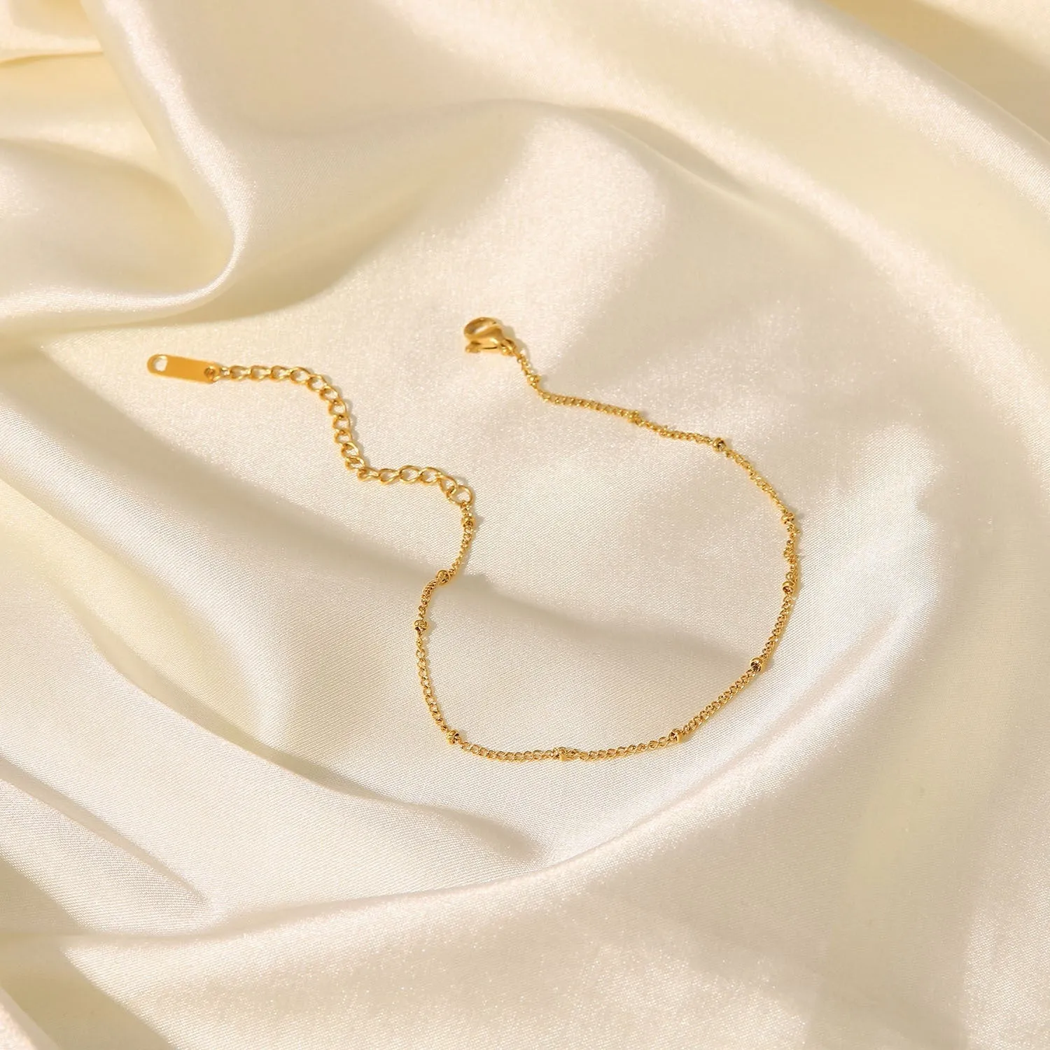 18K Gold Fine Classic Ball Bead Chain Stainless Steel Anklets