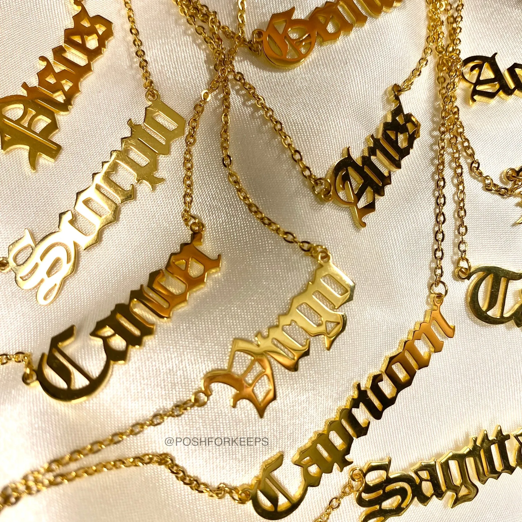 18K GOLD OLD ENGLISH ZODIAC NECKLACE
