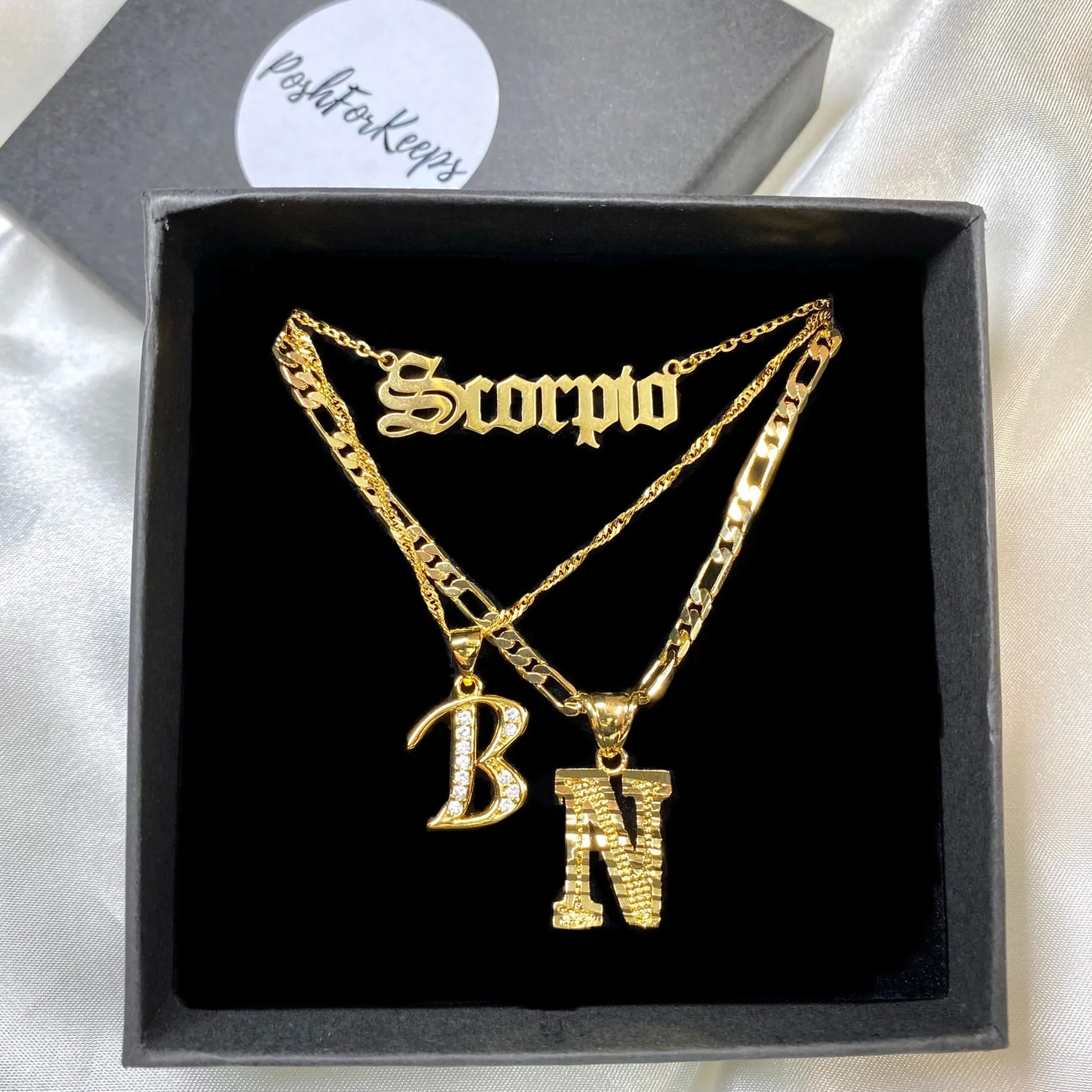 18K GOLD OLD ENGLISH ZODIAC NECKLACE