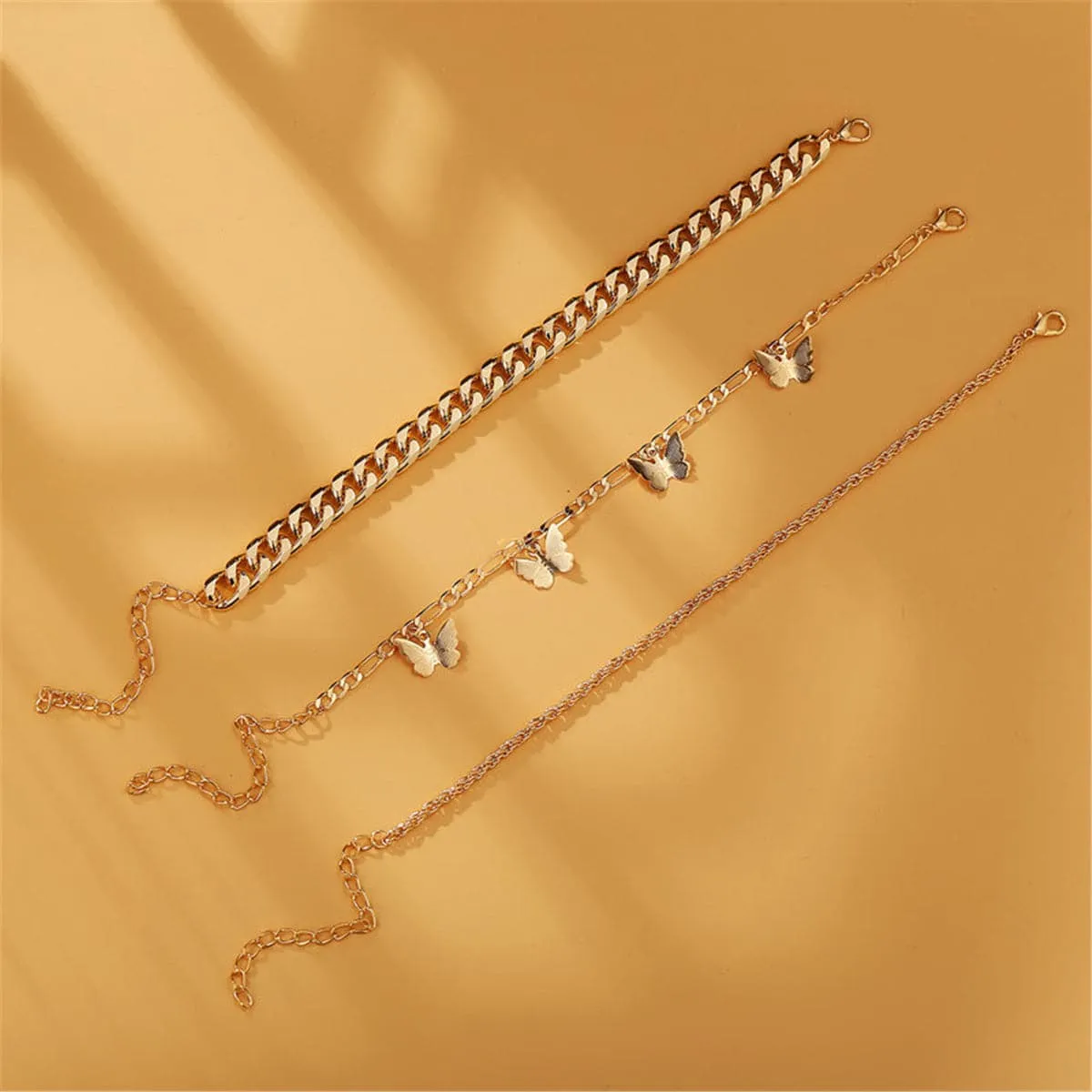18K Gold-Plated Butterfly Anklet Set
