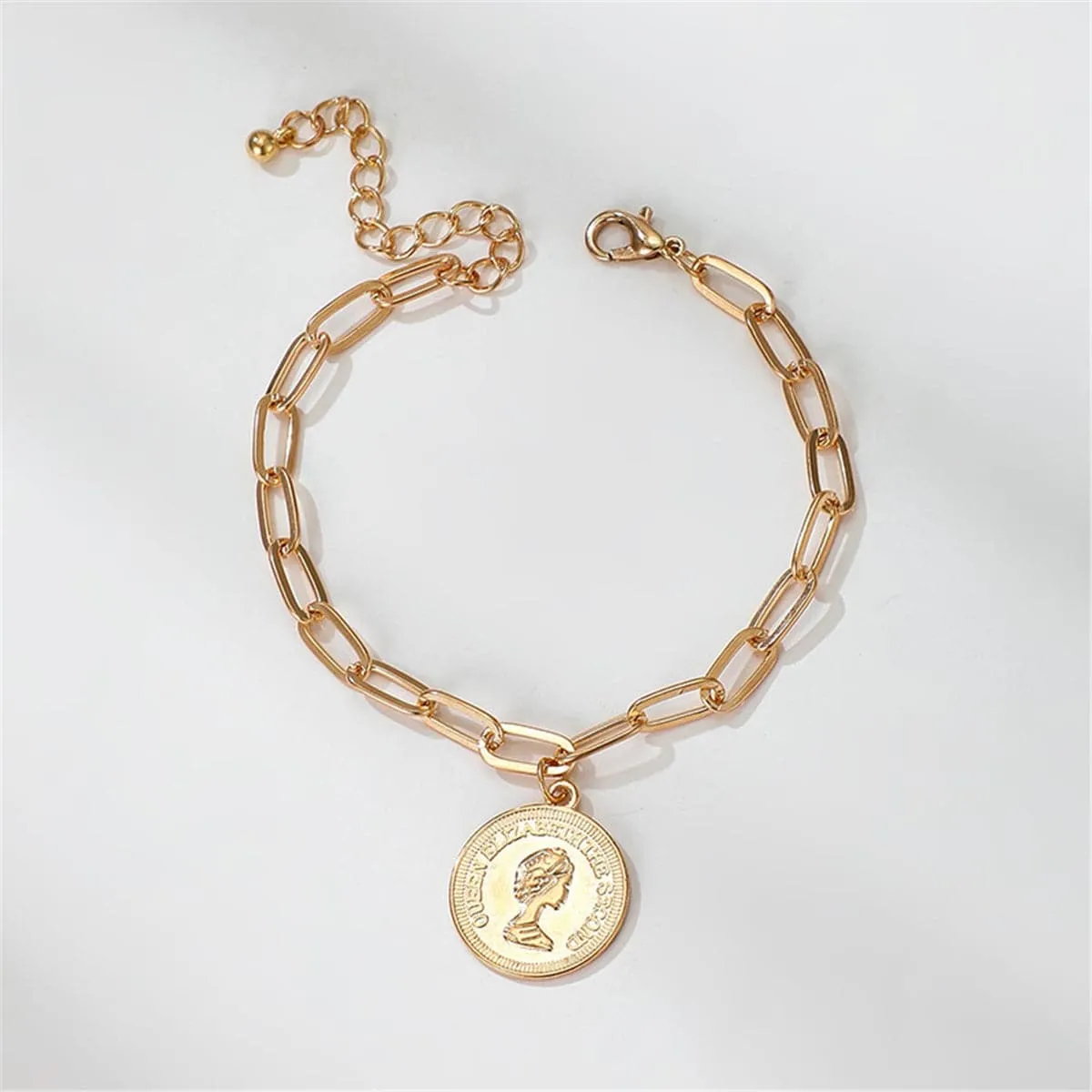 18K Gold-Plated Coin Figaro Charm Anklet