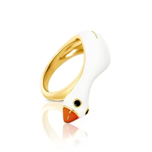 18K Gold-Plated Enamel Lulu Goose Ring