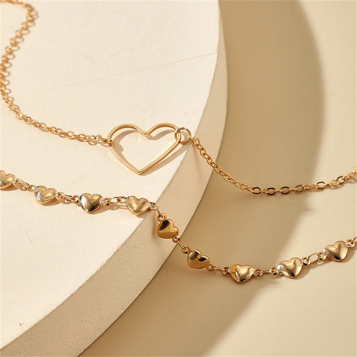 18K Gold-Plated Open Heart Charm Anklets