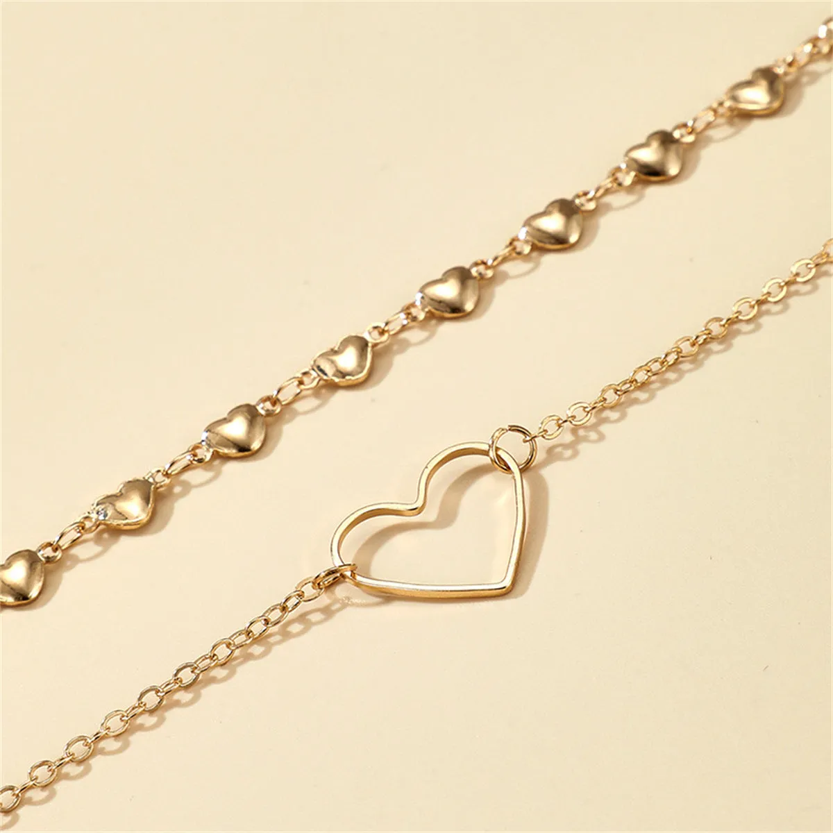 18K Gold-Plated Open Heart Charm Anklets