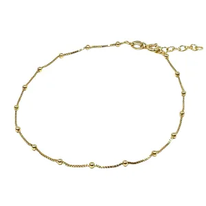 18K Gold Plated Sterling Silver Anklet Bracelet with Ball Beads