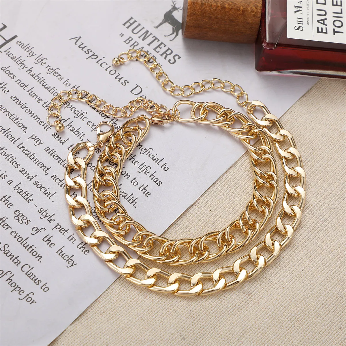 18K Gold-Plated Thick Curb Chain Anklet & Thin Curb Chain Anklet