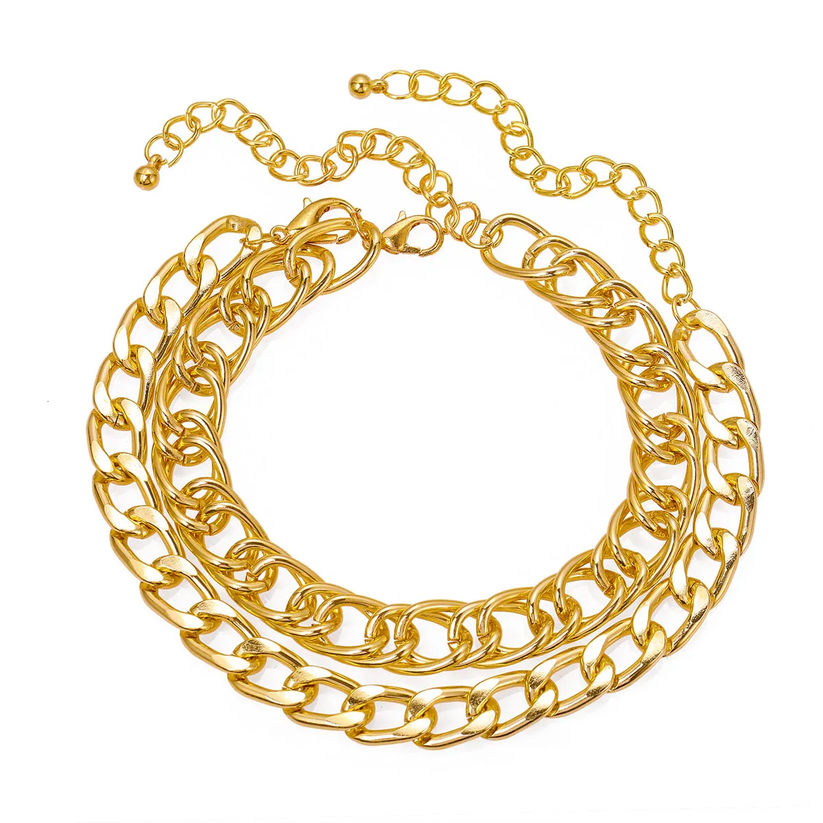 18K Gold-Plated Thick Curb Chain Anklet & Thin Curb Chain Anklet