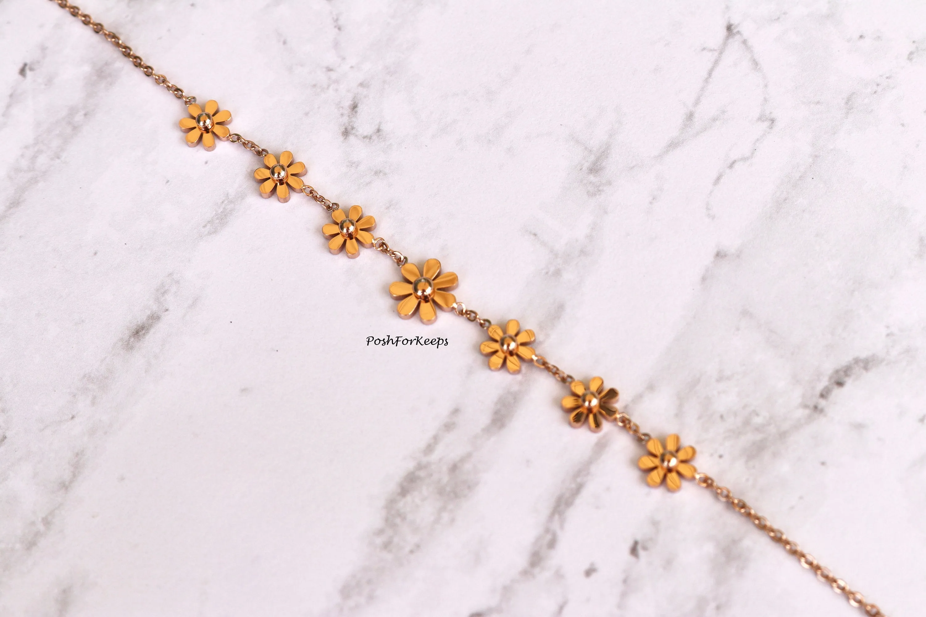 18K ROSE GOLD DAISY FLOWER ANKLET