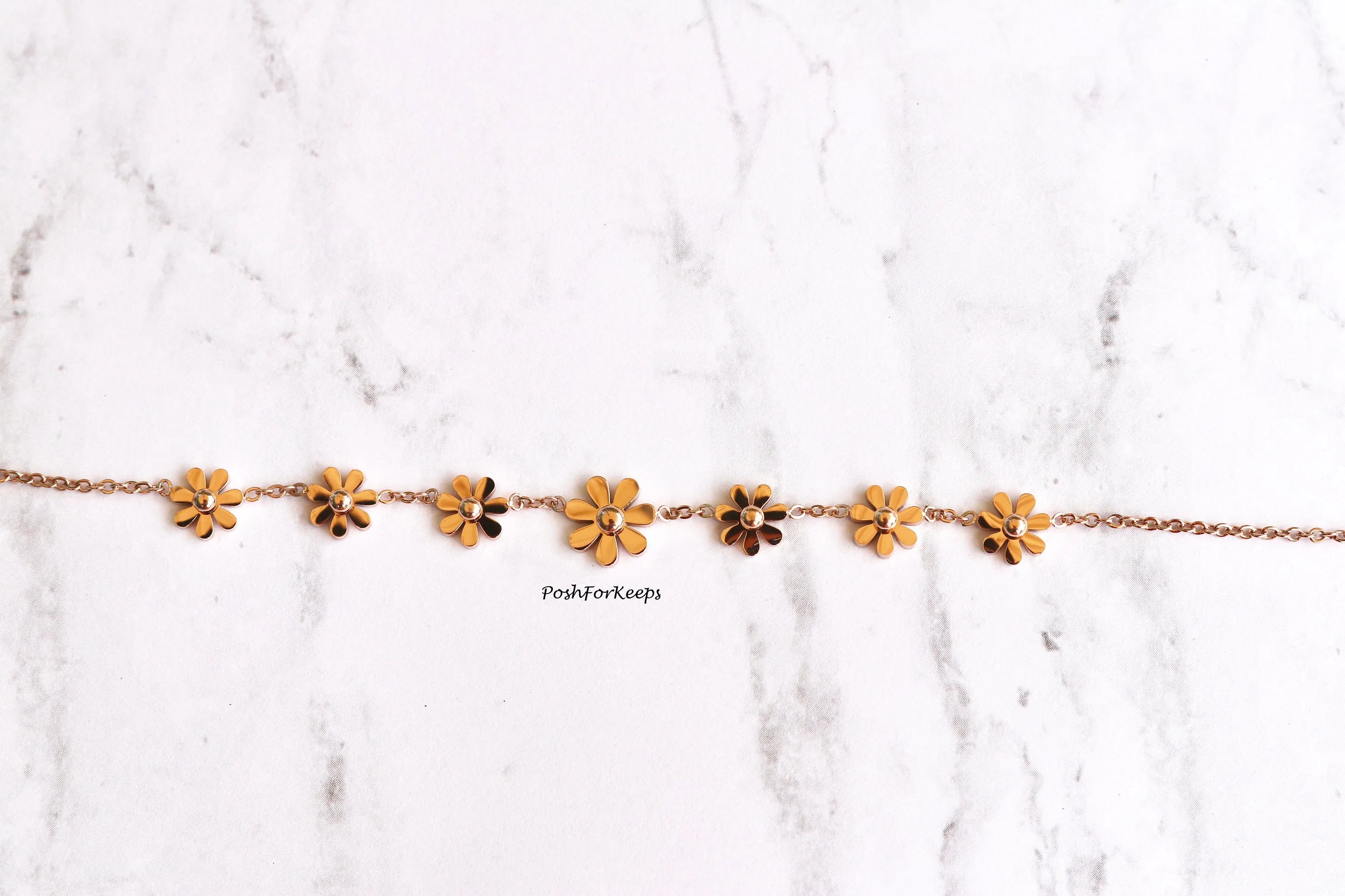 18K ROSE GOLD DAISY FLOWER ANKLET