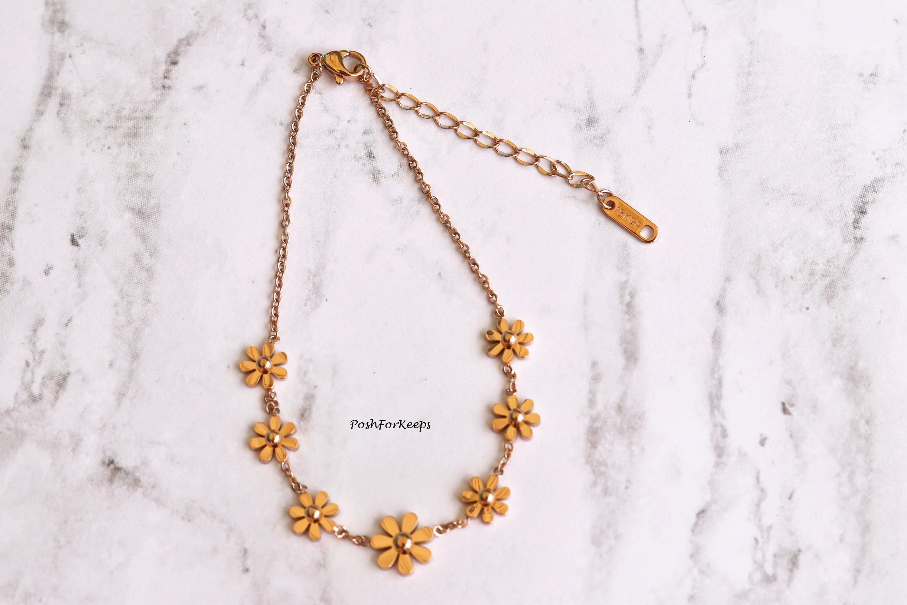 18K ROSE GOLD DAISY FLOWER ANKLET