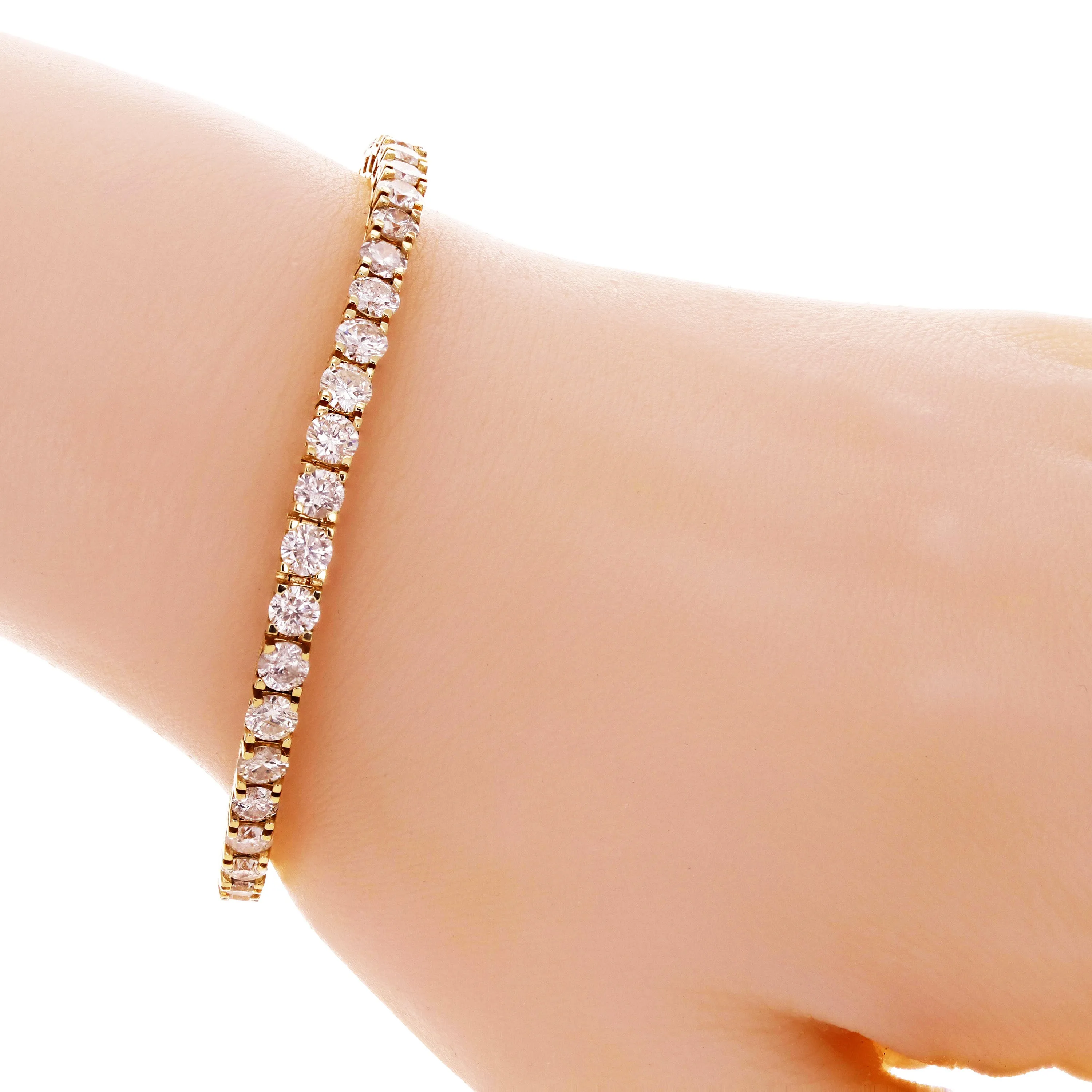 18k Yellow Gold 10.74ctw Diamond Luxury Tennis Bracelet IGI Certified 7"
