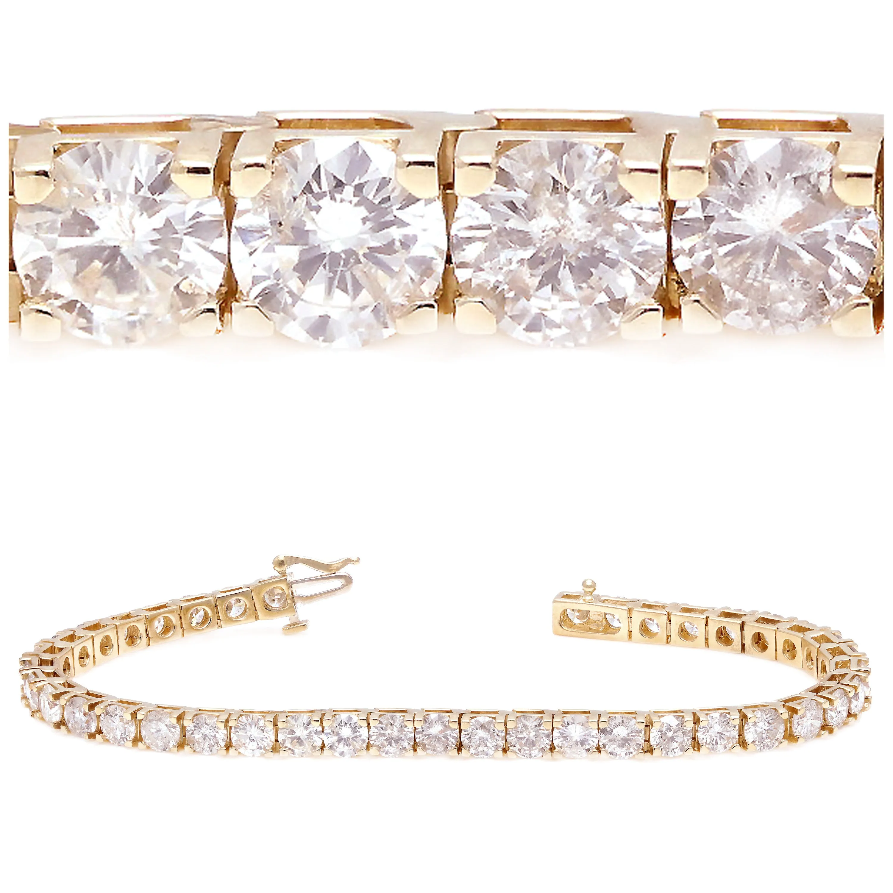 18k Yellow Gold 10.74ctw Diamond Luxury Tennis Bracelet IGI Certified 7"